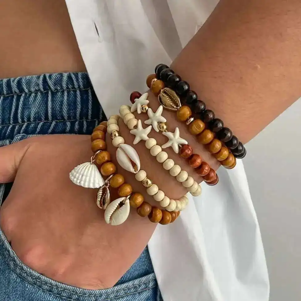 PuRui Vintage 6Pcs/Set Smooth Wooden Beads Wrap Bracelet Men Starfish Scallp Elastic Bracelets Fashion Wrist Chain Male Jewelry
PuRui Vintage 6Pcs/Set Smooth Wooden Beads Wrap Bracelet Men Starfish Scallp Elastic Bracelets Fashion Wrist Chain Male Jewelry