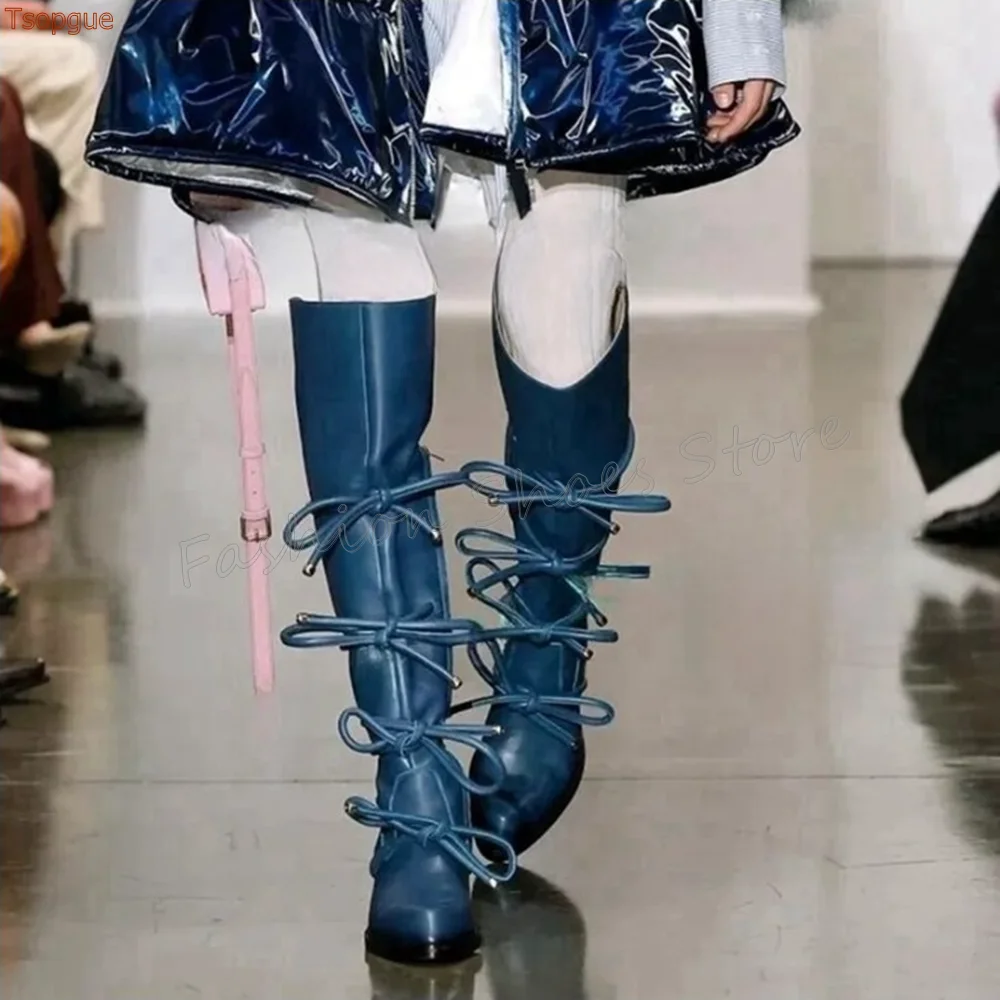 Blue Pointed Toe Bow knot Decor Boots Side Zipper Matte Leather High Heel Shoes for Women Heels 2025 New Zapatos Para Mujere
Blue Pointed Toe Bow knot Decor Boots Side Zipper Matte Leather High Heel Shoes for Women Heels 2025 New Zapatos Para Mujere