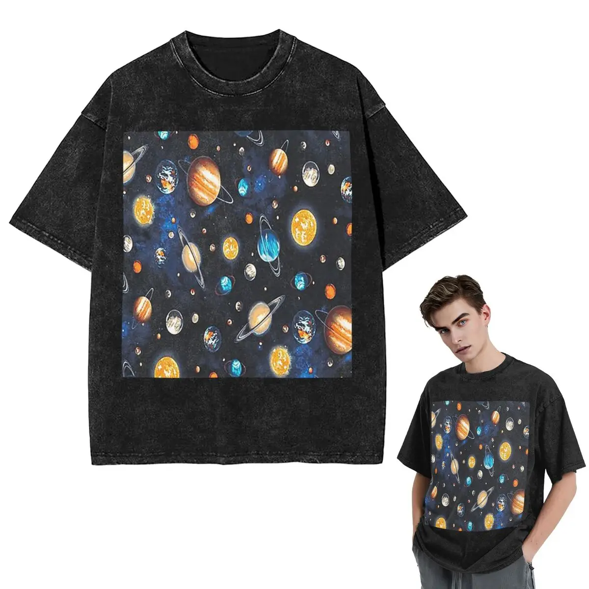 Streetwear T-Shirts Solar System Space Planets Universe Washed T Shirt Short Sleeve Hip Hop T-Shirt Tops Tees for Men Women
Streetwear T-Shirts Solar System Space Planets Universe Washed T Shirt Short Sleeve Hip Hop T-Shirt Tops Tees for Men Women