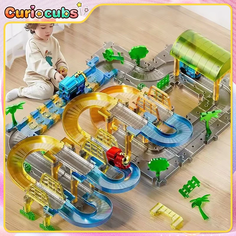 Electric Splicing Track DIY Transparent Race Track Slide Railway Train Engineering Assembly Puzzle Interactive Toy Birthday Gift
Electric Splicing Track DIY Transparent Race Track Slide Railway Train Engineering Assembly Puzzle Interactive Toy Birthday Gift