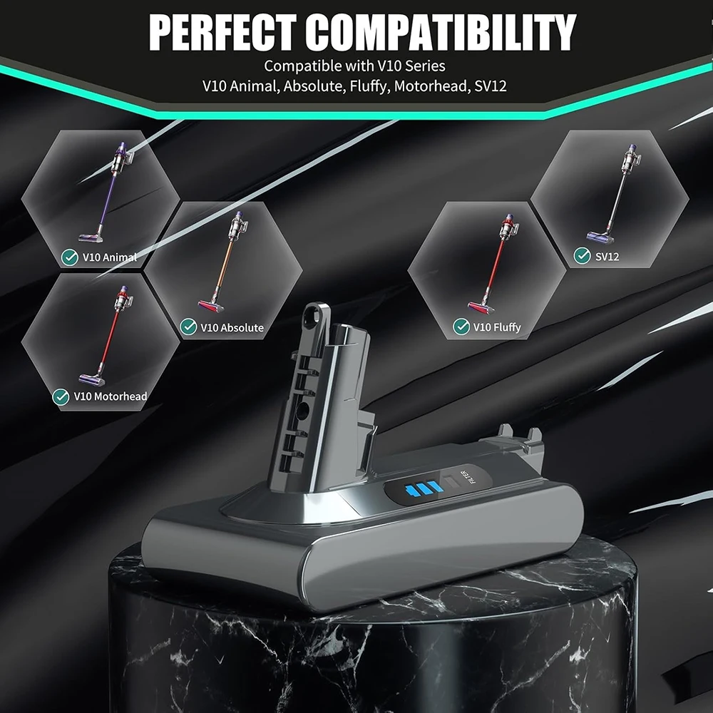 21.6V 8000mAh Rechargeable Battery for Dyson V10 Animal Absolute Motorhead Fluffy SV12 Vacuum Cleaner Parts
21.6V 8000mAh Rechargeable Battery for Dyson V10 Animal Absolute Motorhead Fluffy SV12 Vacuum Cleaner Parts