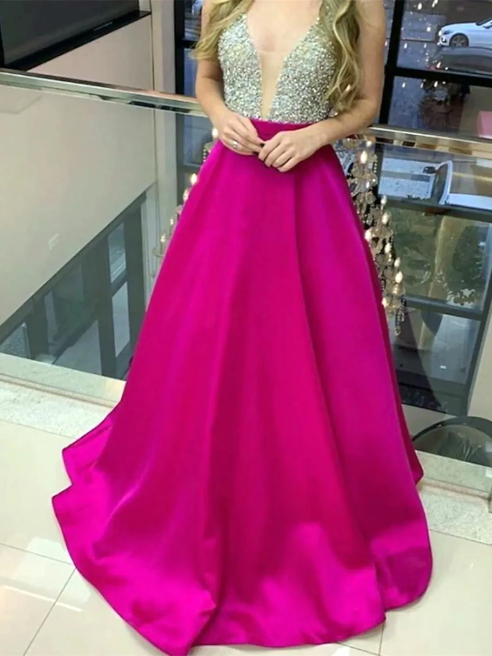 A-Line Evening Dresses Glittering Sexy Wedding Guest Formal Sweep Brush Train Illusion Neck Sleeveless Satin Gowns with
A-Line Evening Dresses Glittering Sexy Wedding Guest Formal Sweep Brush Train Illusion Neck Sleeveless Satin Gowns with