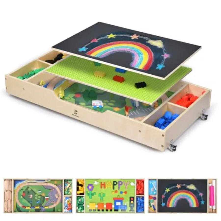 Kid's 3 in 1 Rolling Wooden Activity Table Versatile Building Bricks Play N Train Unit Toddlers Construction Game Desk w/Lockab
Kid's 3 in 1 Rolling Wooden Activity Table Versatile Building Bricks Play N Train Unit Toddlers Construction Game Desk w/Lockab