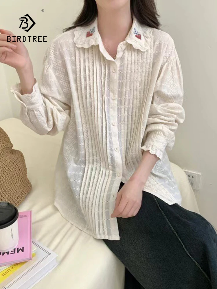 New Summer Cotton Long Sleeve Shirts Woman Lapel Embroidery Retro Top Mori Girl Casual Loose French Blouses 2024 Autumn T47567QC
New Summer Cotton Long Sleeve Shirts Woman Lapel Embroidery Retro Top Mori Girl Casual Loose French Blouses 2024 Autumn T47567QC