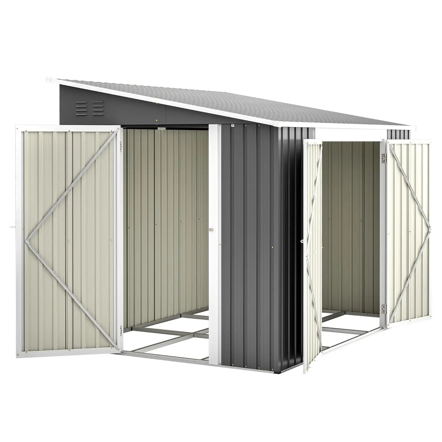 6x8FT Metal Lean-to Shed w/ Floor Frame,Double Lockable Doors,Waterproof Garden Tool Storage,Customized
6x8FT Metal Lean-to Shed w/ Floor Frame,Double Lockable Doors,Waterproof Garden Tool Storage,Customized