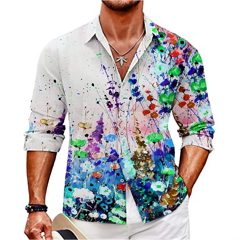 Men's Flower Shirt Spring And Autumn Leisure Lapel 3D Street Graffiti Flower Print Long Sleeve Shirt Men Oversized Cardigan Top
Men's Flower Shirt Spring And Autumn Leisure Lapel 3D Street Graffiti Flower Print Long Sleeve Shirt Men Oversized Cardigan Top