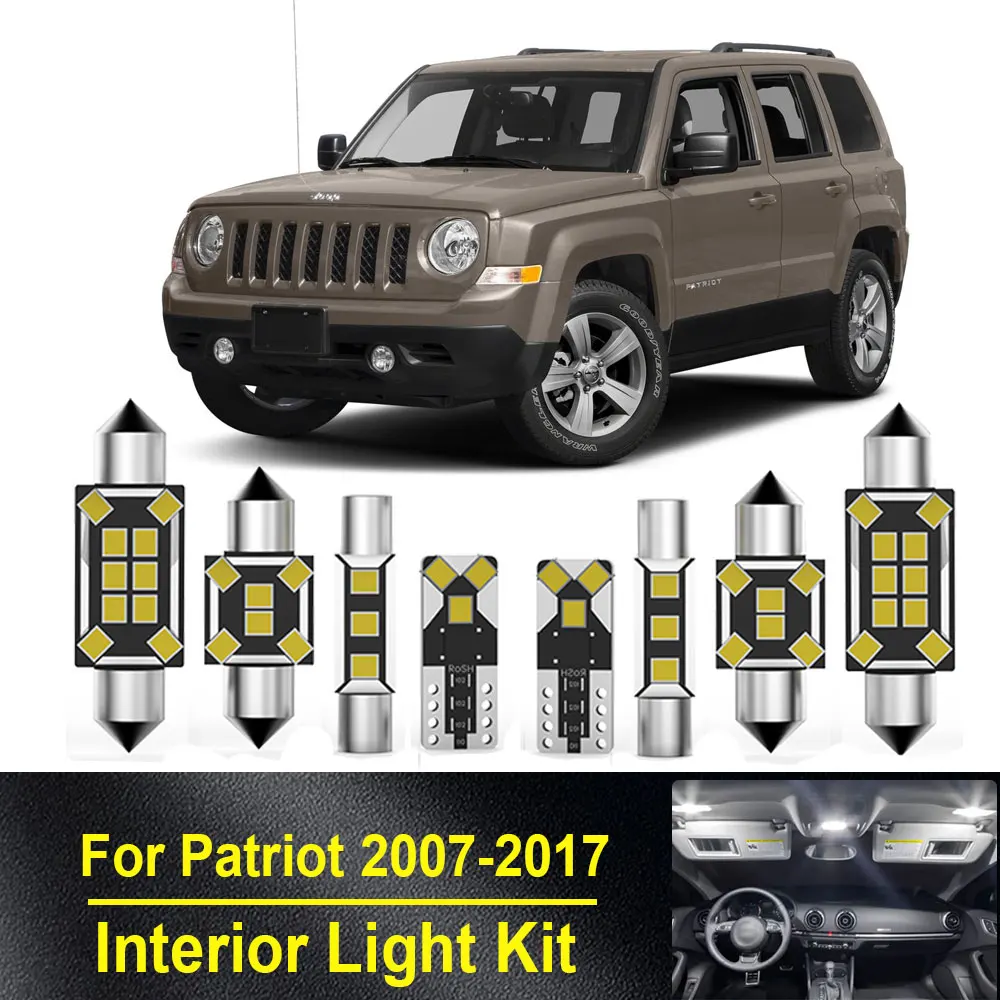 8 шт. комплект светодиодных ламп для внутреннего освещения для Jeep Patriot 2007-2012 2013 2014 2015 2016 2017 купольный багажник для чтения автомобиля, внутренний фонарь
8 шт. комплект светодиодных ламп для внутреннего освещения для Jeep Patriot 2007-2012 2013 2014 2015 2016 2017 купольный багажник для чтения автомобиля, внутренний фонарь