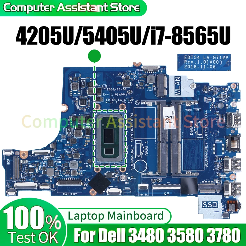 For DELL 3480 3580 3780 Laptop Mainboard LA-G712P 05CF0M 0C75M5 4205U 5405U i7-8565U Notebook Motherboard
For DELL 3480 3580 3780 Laptop Mainboard LA-G712P 05CF0M 0C75M5 4205U 5405U i7-8565U Notebook Motherboard