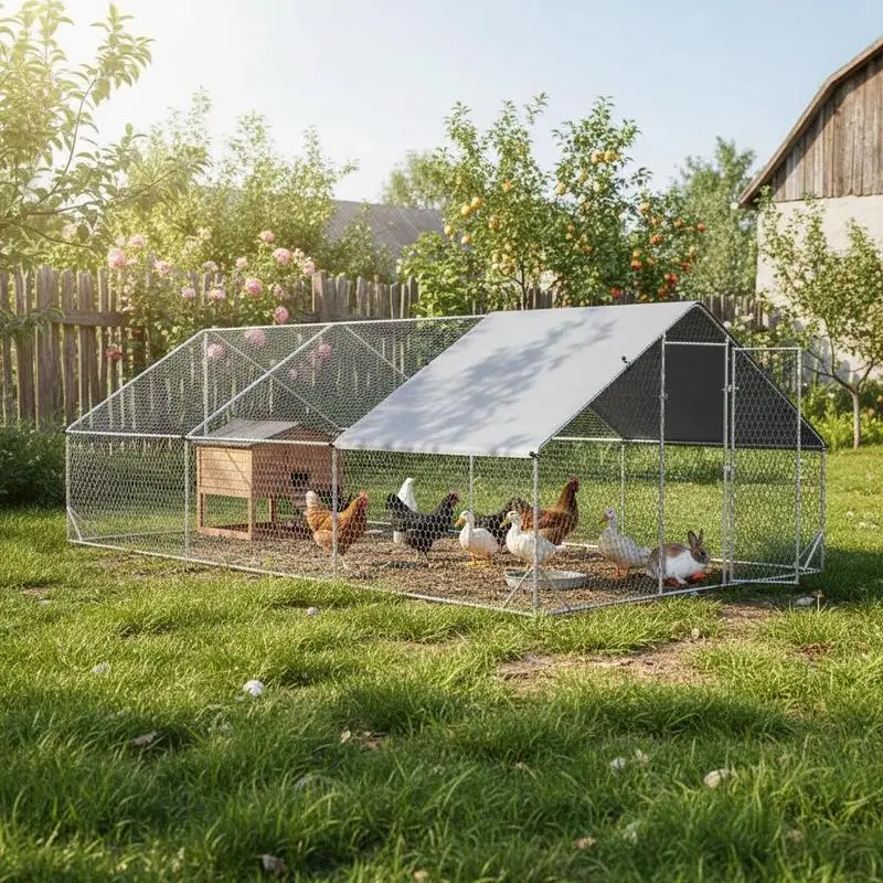 Chicken Coop, Free-Range Run, Poultry House with Shade Roof, Outdoor Enclosure for 4-6 Chickens, Ducks, Rabbits, 3 x 2 x 2 m
Chicken Coop, Free-Range Run, Poultry House with Shade Roof, Outdoor Enclosure for 4-6 Chickens, Ducks, Rabbits, 3 x 2 x 2 m