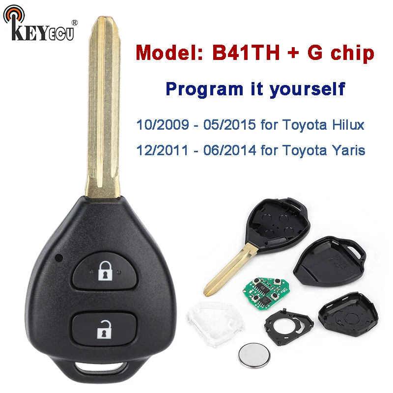 KEYECU AU Model: B41TH G Chip for Toyota Hilux 10/2009 - 05/2015 Yaris 12/2011 - 06/2014 Replacement Remote Key Fob & Shell
KEYECU AU Model: B41TH G Chip for Toyota Hilux 10/2009 - 05/2015 Yaris 12/2011 - 06/2014 Replacement Remote Key Fob & Shell