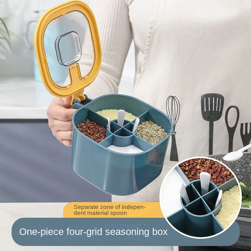 Seasoning box combination set, kitchen salt, sugar, monosodium glutamate, and other four compartment integrated seasoning cans
Seasoning box combination set, kitchen salt, sugar, monosodium glutamate, and other four compartment integrated seasoning cans