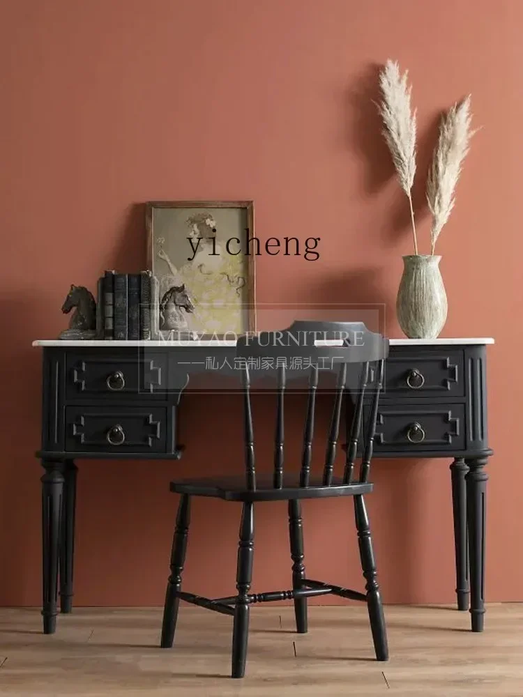 LYY Solid Wood Desk Computer Desk French Retro Writing Desk Home Black Office Table
LYY Solid Wood Desk Computer Desk French Retro Writing Desk Home Black Office Table