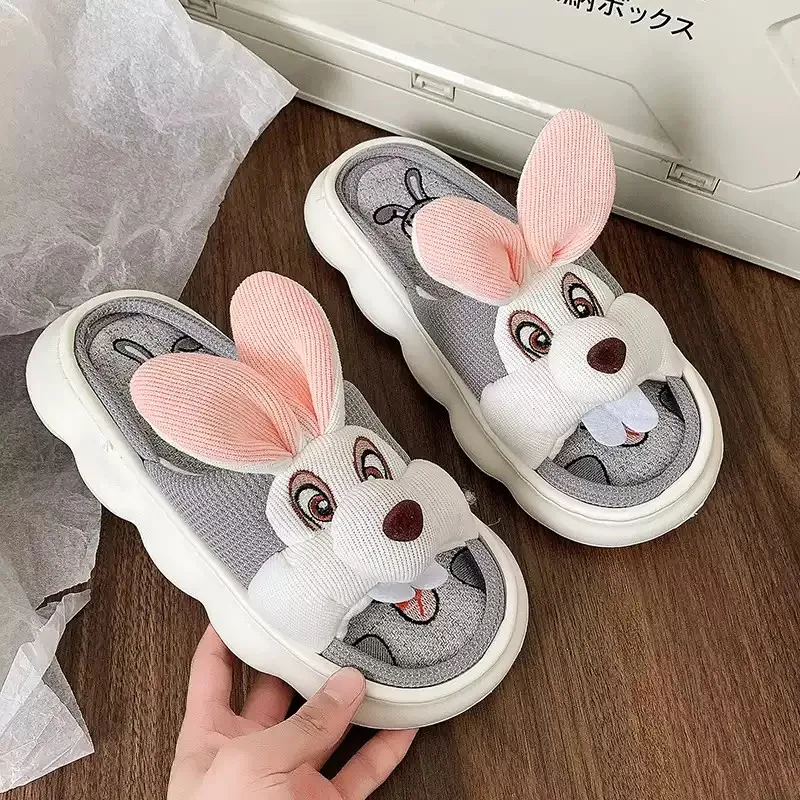 Cute Cartoon Rabbit Couple Slippers, Unisex Spring Summer Cotton Linen Slides, Breathable Soft Indoor Home Floor Non Slip Shoes
Cute Cartoon Rabbit Couple Slippers, Unisex Spring Summer Cotton Linen Slides, Breathable Soft Indoor Home Floor Non Slip Shoes