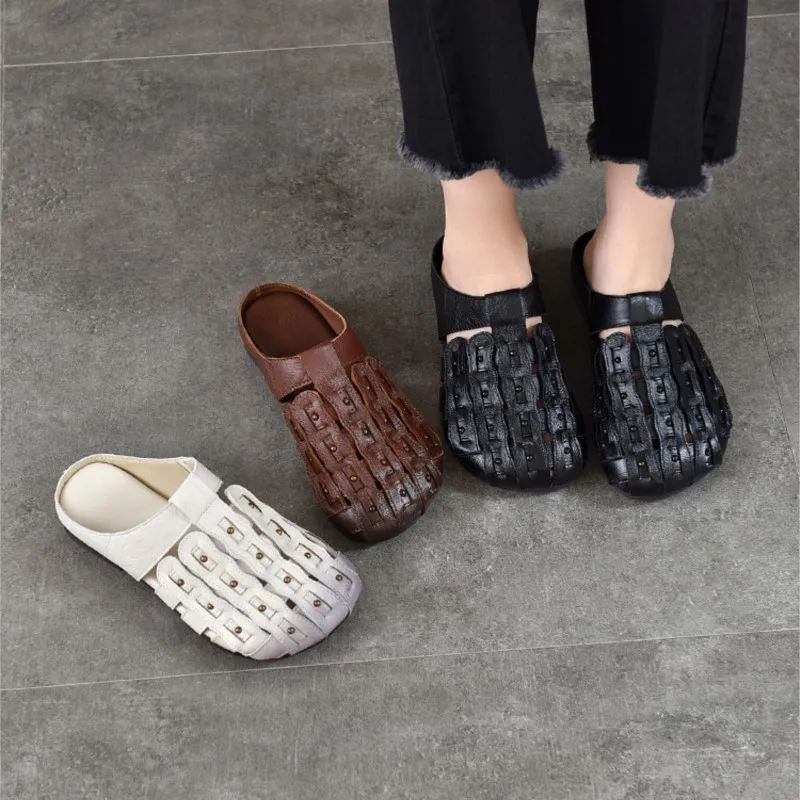 2026 3.5cm Genuine Leather Round Toe Flat Slippers Summer New Hollow Out Soft Soled Outdoor Slides Women's Slip-on Sheos
2026 3.5cm Genuine Leather Round Toe Flat Slippers Summer New Hollow Out Soft Soled Outdoor Slides Women's Slip-on Sheos
