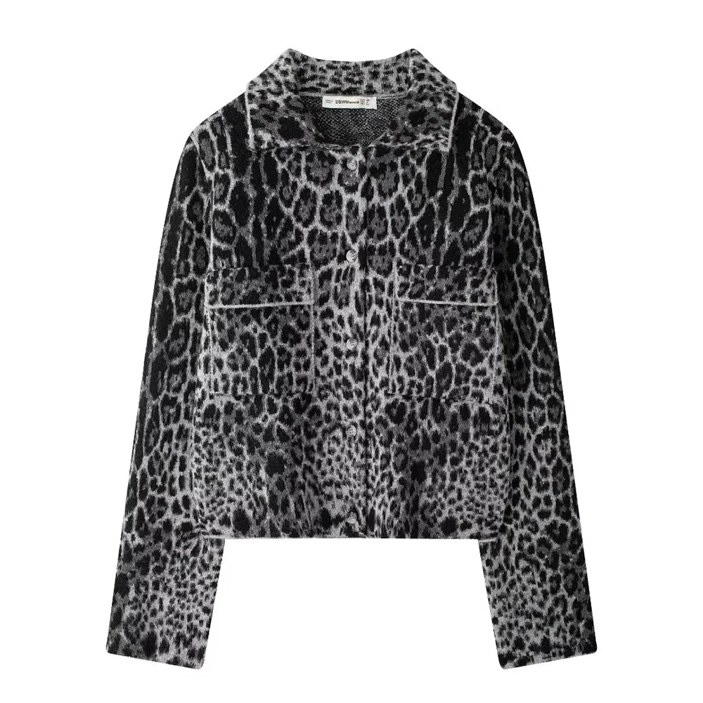 Style Turn Down Collar Single Breasted Long Sleeves Women Loose Black Grey Leopard Jacquard Knit Jacket Coat New
Style Turn Down Collar Single Breasted Long Sleeves Women Loose Black Grey Leopard Jacquard Knit Jacket Coat New