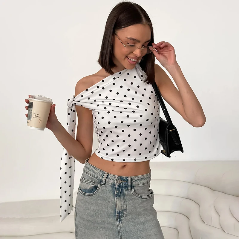 Tornova Fashion Polka Dot Slant Collar Strap T-shirt Women's Sleeveless Slim Sexy Vest 2026 Summer Hot Girl Club Party T Shirt
Tornova Fashion Polka Dot Slant Collar Strap T-shirt Women's Sleeveless Slim Sexy Vest 2026 Summer Hot Girl Club Party T Shirt