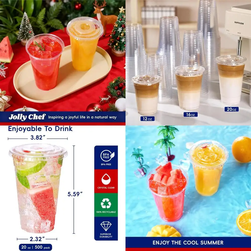 Одноразовые прозрачные пластиковые стаканы 20 унций с крышками для холодного кофе, смузи и вечеринок
Одноразовые прозрачные пластиковые стаканы 20 унций с крышками для холодного кофе, смузи и вечеринок