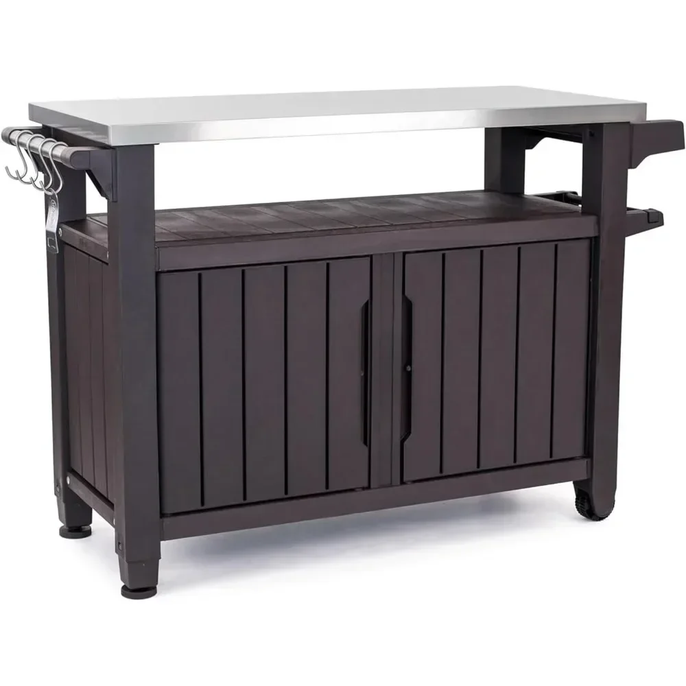 Outdoor Table with Shelves and Bottle Opener for Deck, and Backyard, Resin Wicker Serving Cart, Patio Table
Outdoor Table with Shelves and Bottle Opener for Deck, and Backyard, Resin Wicker Serving Cart, Patio Table