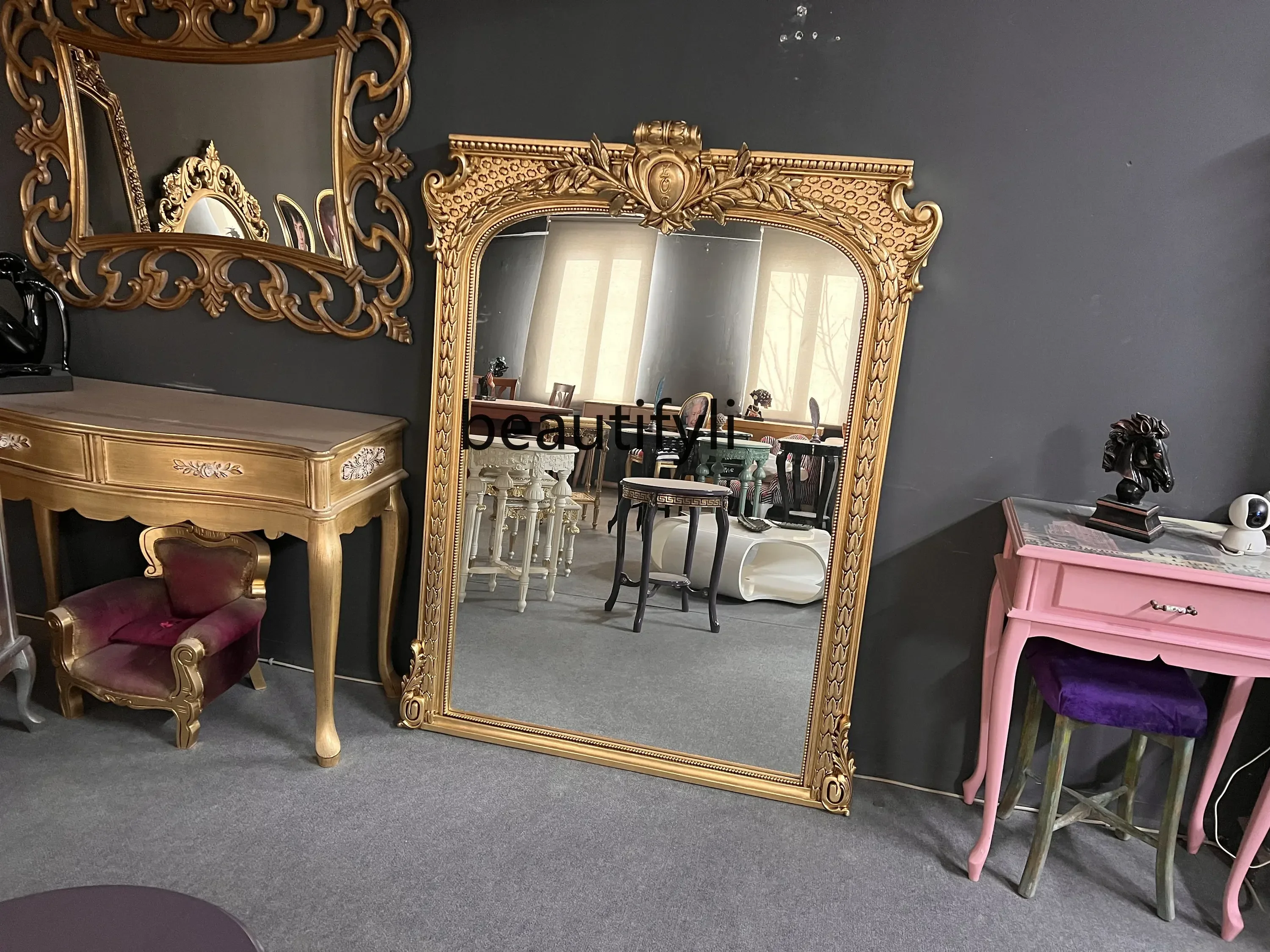 European retro carved full-length mirror medieval home full-length mirror American floor-to-ceiling mirror French cloakroom9338
European retro carved full-length mirror medieval home full-length mirror American floor-to-ceiling mirror French cloakroom9338