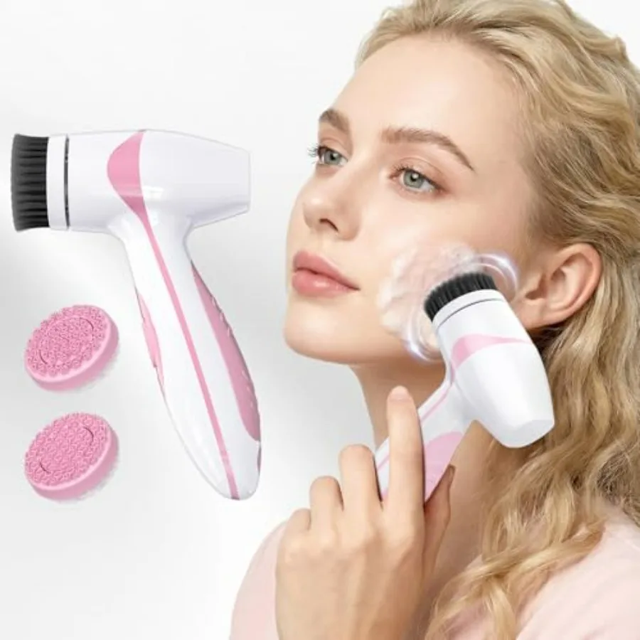 Rechargeable Facial Cleansing Brush Dual Rotating Electric Face Scrubber with 3 Brush Heads, Waterproof Exfoliator for Deep Cle
Rechargeable Facial Cleansing Brush Dual Rotating Electric Face Scrubber with 3 Brush Heads, Waterproof Exfoliator for Deep Cle