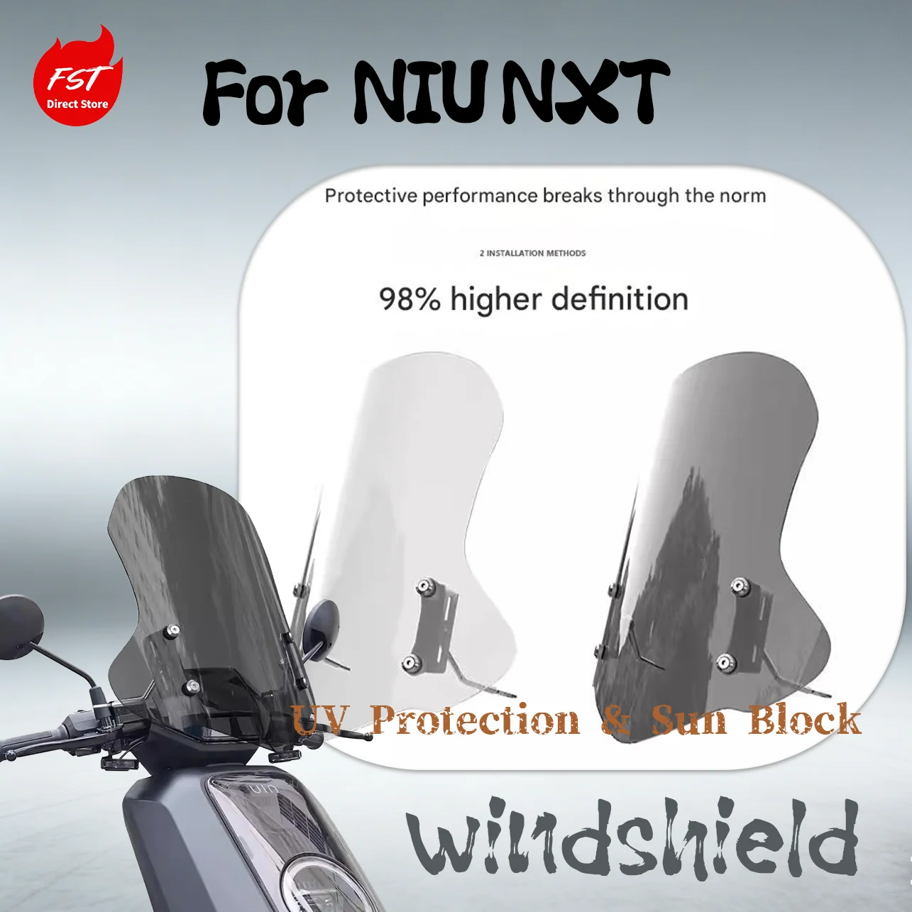 Universal Fit Windshield for NIU NXT NXL NLT NX - High-Performance Clear Wind Deflector for Daily Commute
Universal Fit Windshield for NIU NXT NXL NLT NX - High-Performance Clear Wind Deflector for Daily Commute