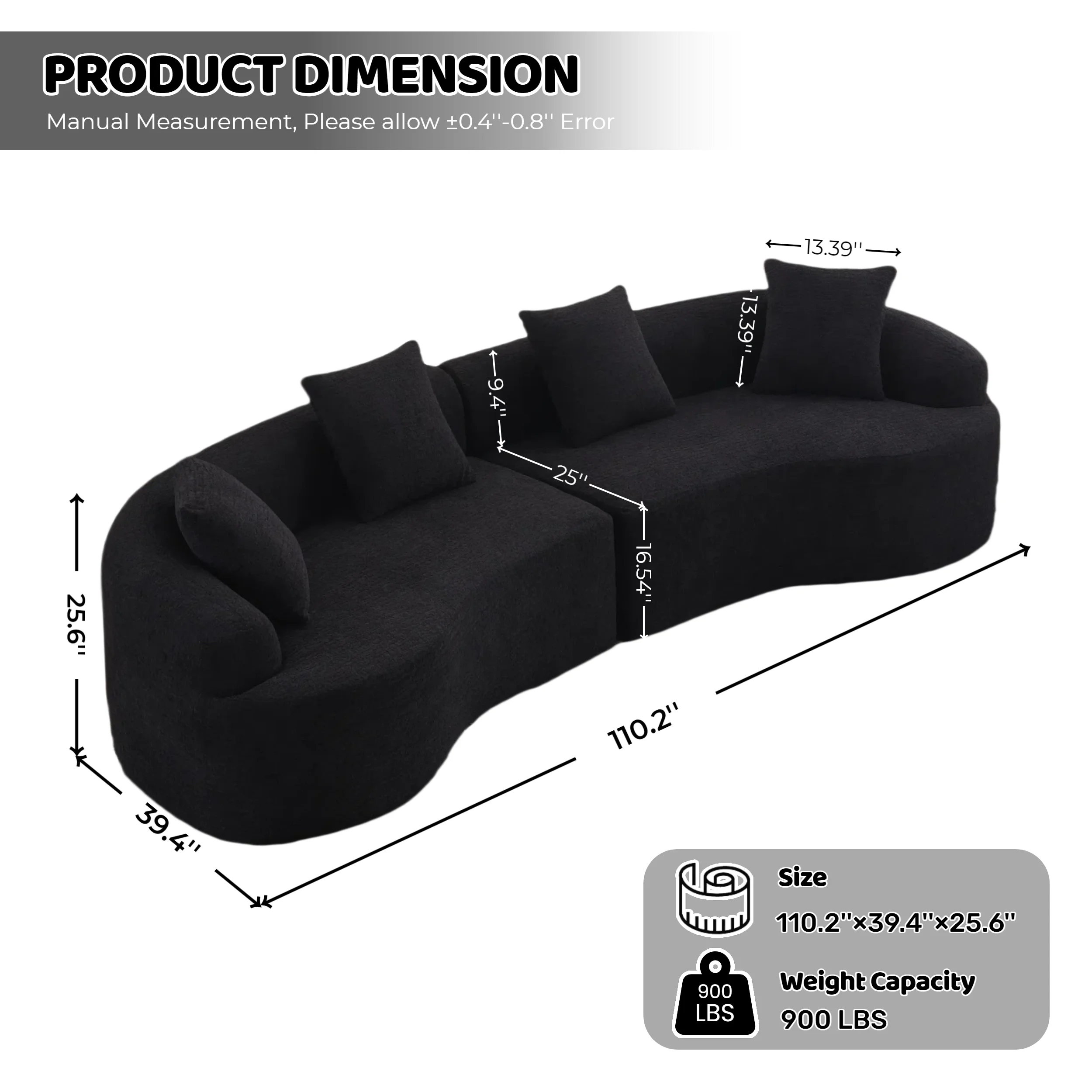# Compression Sponge Sofa Set Black Curved Modular Sectional 30D High-Density Chenille Sleeper Modern Apartment Living Room 110"
# Compression Sponge Sofa Set Black Curved Modular Sectional 30D High-Density Chenille Sleeper Modern Apartment Living Room 110"