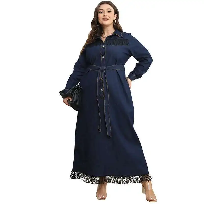 218336 Plus Size Women's Denim Dress with Tassel Long Sleeved Front Open Chest Dress 2025 Party Summer Elegantes Casual Y2k
218336 Plus Size Women's Denim Dress with Tassel Long Sleeved Front Open Chest Dress 2025 Party Summer Elegantes Casual Y2k