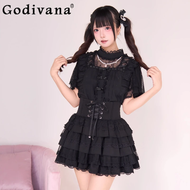 Original Mine Mass-produced Lo Black Short-sleeved Shirt 2025 Summer New Girls' Lace-sleeved Top Elastic Waist Y2k Skirt Set
Original Mine Mass-produced Lo Black Short-sleeved Shirt 2025 Summer New Girls' Lace-sleeved Top Elastic Waist Y2k Skirt Set