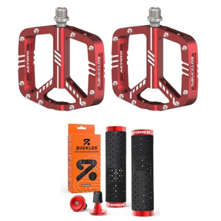 MTB Flat Bicycle Platform Aluminum Alloy Non-Slip Pedals and GR800 3D Printed TPU Non-Slip Bike Handlebar Grips-Red
MTB Flat Bicycle Platform Aluminum Alloy Non-Slip Pedals and GR800 3D Printed TPU Non-Slip Bike Handlebar Grips-Red