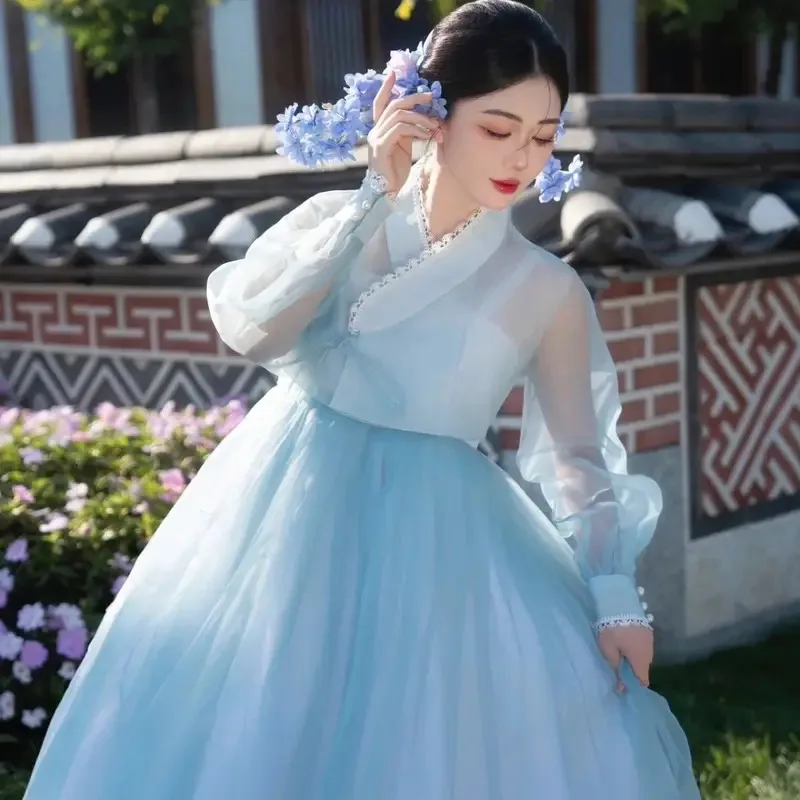 Корейское платье ханбок для женщин, древний традиционный сценический танцевальный костюм, женский дворец, корейская свадебная одежда для национальных танцев SDXVD2025 
Корейское платье ханбок для женщин, древний традиционный сценический танцевальный костюм, женский дворец, корейская свадебная одежда для национальных танцев SDXVD2025