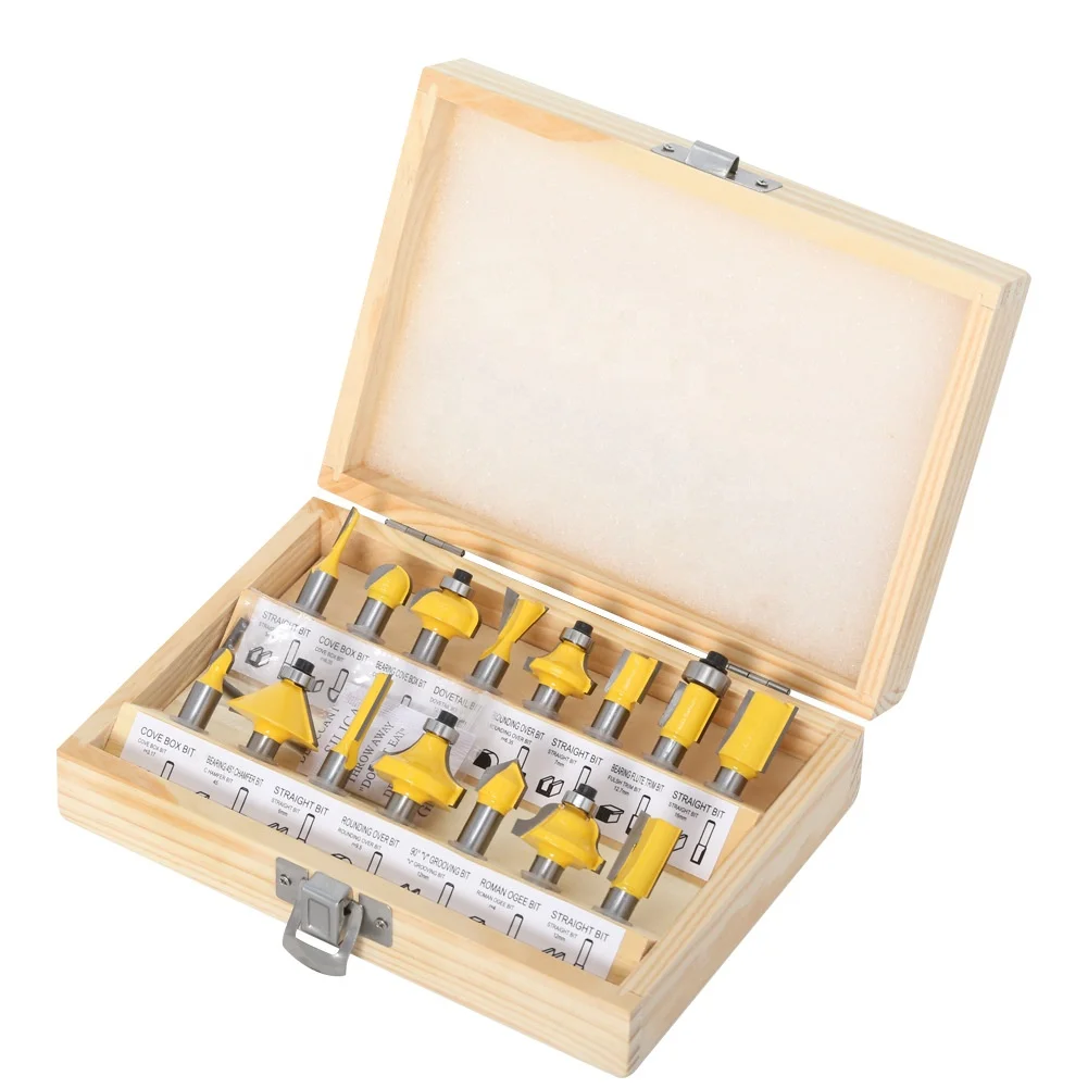 15-Piece round handle milling cutter with wooden box, double-edged pattern cutter set, woodworking tools
15-Piece round handle milling cutter with wooden box, double-edged pattern cutter set, woodworking tools