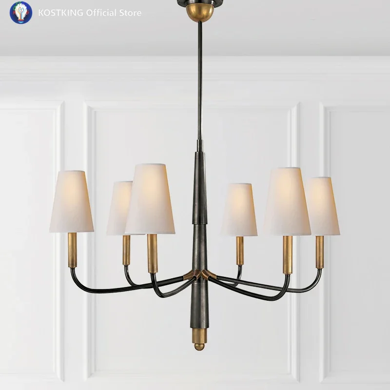 American All Copper Lamp Body Light Luxury Style Living Room Pendant Light Modern and Simple Fabric Lampshade Restaurant LED
American All Copper Lamp Body Light Luxury Style Living Room Pendant Light Modern and Simple Fabric Lampshade Restaurant LED