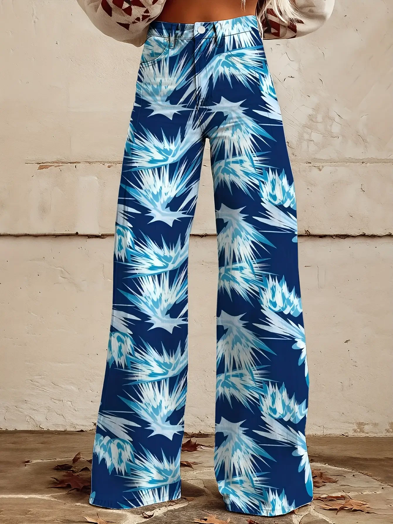 Women's printed exquisite pattern wide leg imitation jeans, lightweight casual pants, Ladies tie dye wide leg flared jeans
Women's printed exquisite pattern wide leg imitation jeans, lightweight casual pants, Ladies tie dye wide leg flared jeans