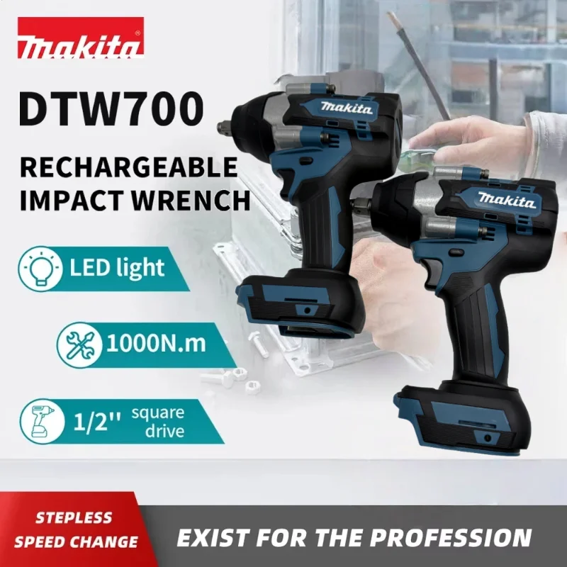 Makita DTW700 Cordless Impact Wrench 18V Brushless Motor 1000Nm Variable Speed Electric Wrench High Effieiency Durable Auto Stop 
Makita DTW700 Cordless Impact Wrench 18V Brushless Motor 1000Nm Variable Speed Electric Wrench High Effieiency Durable Auto Stop
