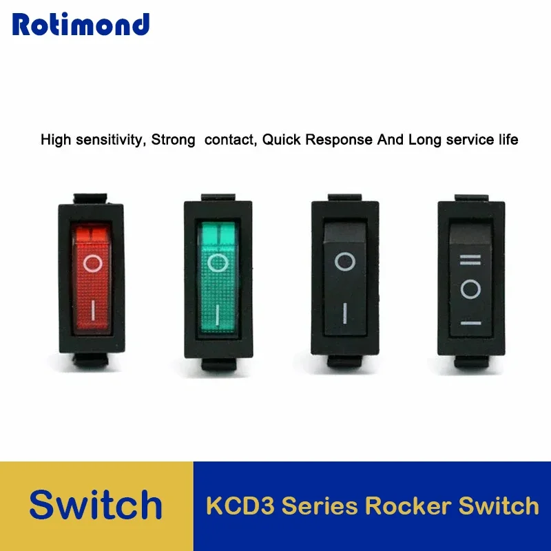 3~10Pcs KCD3 Rocker Switch ON-OFF 2/3 Position 3 Pin Electrical equipment With Light Power 16A 250V/20A 125VAC 35x31x14mm
3~10Pcs KCD3 Rocker Switch ON-OFF 2/3 Position 3 Pin Electrical equipment With Light Power 16A 250V/20A 125VAC 35x31x14mm