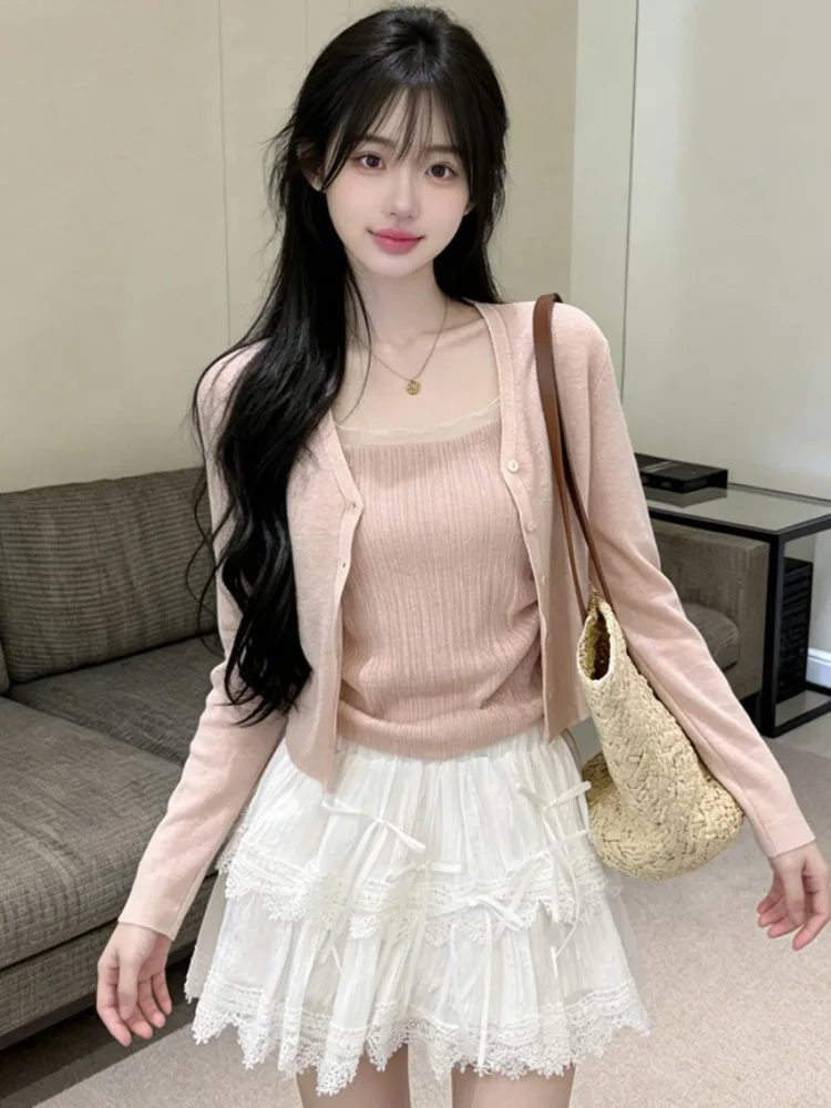 Sweet Style Knitted Lace Long Sleeve Square Collar Vest Women's Summer New Style Set with Cake Skirt Casual High Waist Prince...
Sweet Style Knitted Lace Long Sleeve Square Collar Vest Women's Summer New Style Set with Cake Skirt Casual High Waist Prince...