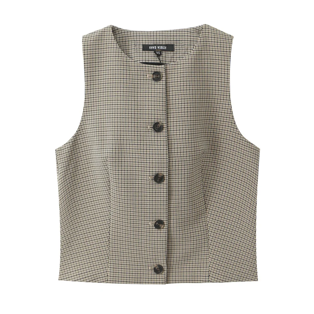 TRAF Autumn New Product Women's Fashion Casual Round Neck Checkered Sleeveless Tank Top with Horse Clip
TRAF Autumn New Product Women's Fashion Casual Round Neck Checkered Sleeveless Tank Top with Horse Clip