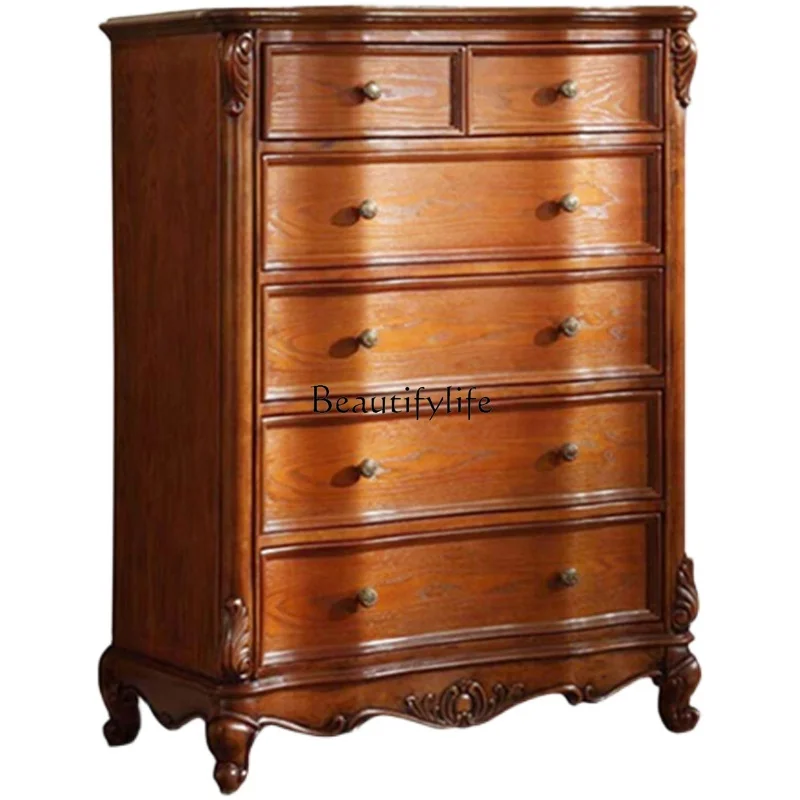 American solid wood European style with drawers retro bedroom storage living room storage cabinet
American solid wood European style with drawers retro bedroom storage living room storage cabinet