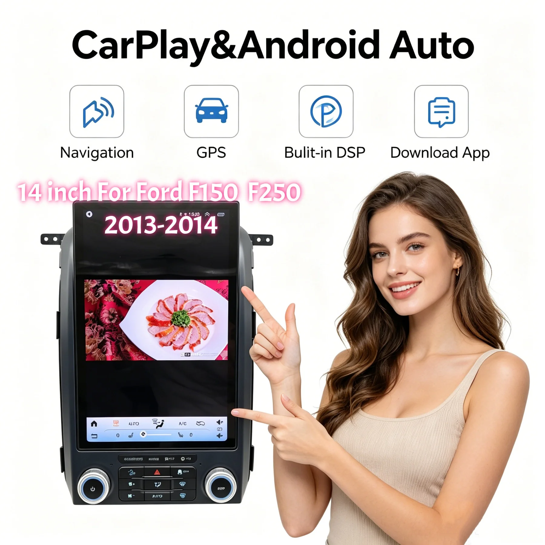 Android Auto CarPlay Car Navigation GPS For Ford F150 2013 2014 Touch Screen Multimedia Video Player Stereo Radio Head Unit 14"
Android Auto CarPlay Car Navigation GPS For Ford F150 2013 2014 Touch Screen Multimedia Video Player Stereo Radio Head Unit 14"