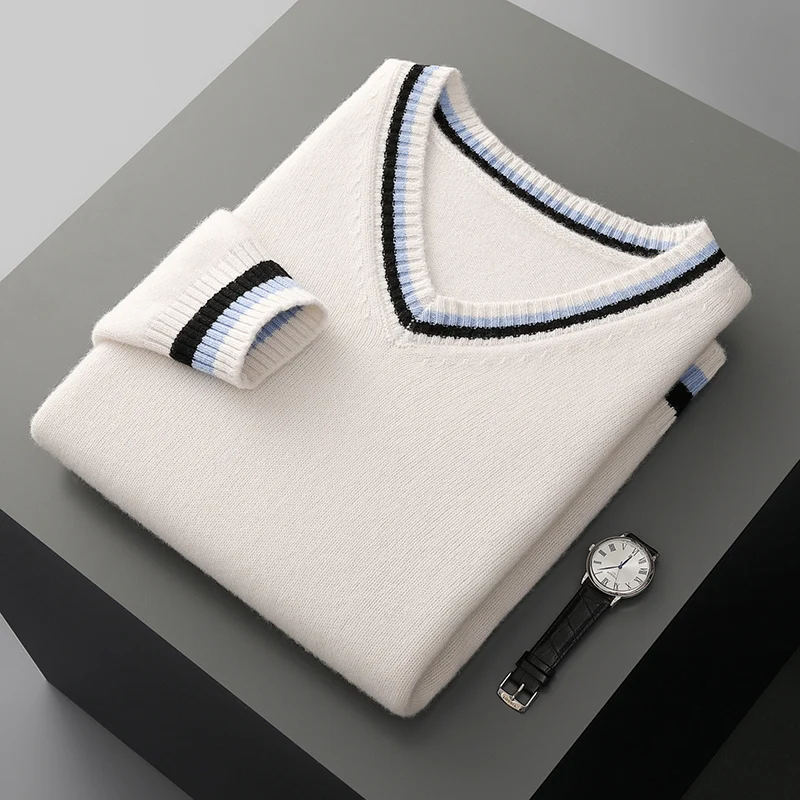 DjzDsm Fall/Winter 2025 New 100% Pure Wool Sweater Men's V-neck Loose Warm Sweater Business Knitted Cashmere Base
DjzDsm Fall/Winter 2025 New 100% Pure Wool Sweater Men's V-neck Loose Warm Sweater Business Knitted Cashmere Base