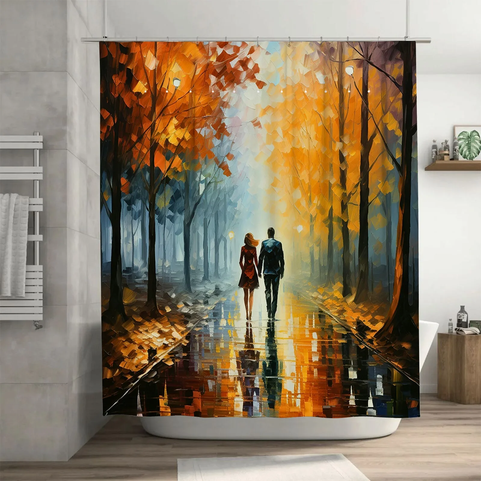 Романтическая пара, рука об руку, ходящая осенью водонепроницаемая занавеска для душа, художественный дизайн, добавляет тепло в декор в ванную комнату
Романтическая пара, рука об руку, ходящая осенью водонепроницаемая занавеска для душа, художественный дизайн, добавляет тепло в декор в ванную комнату