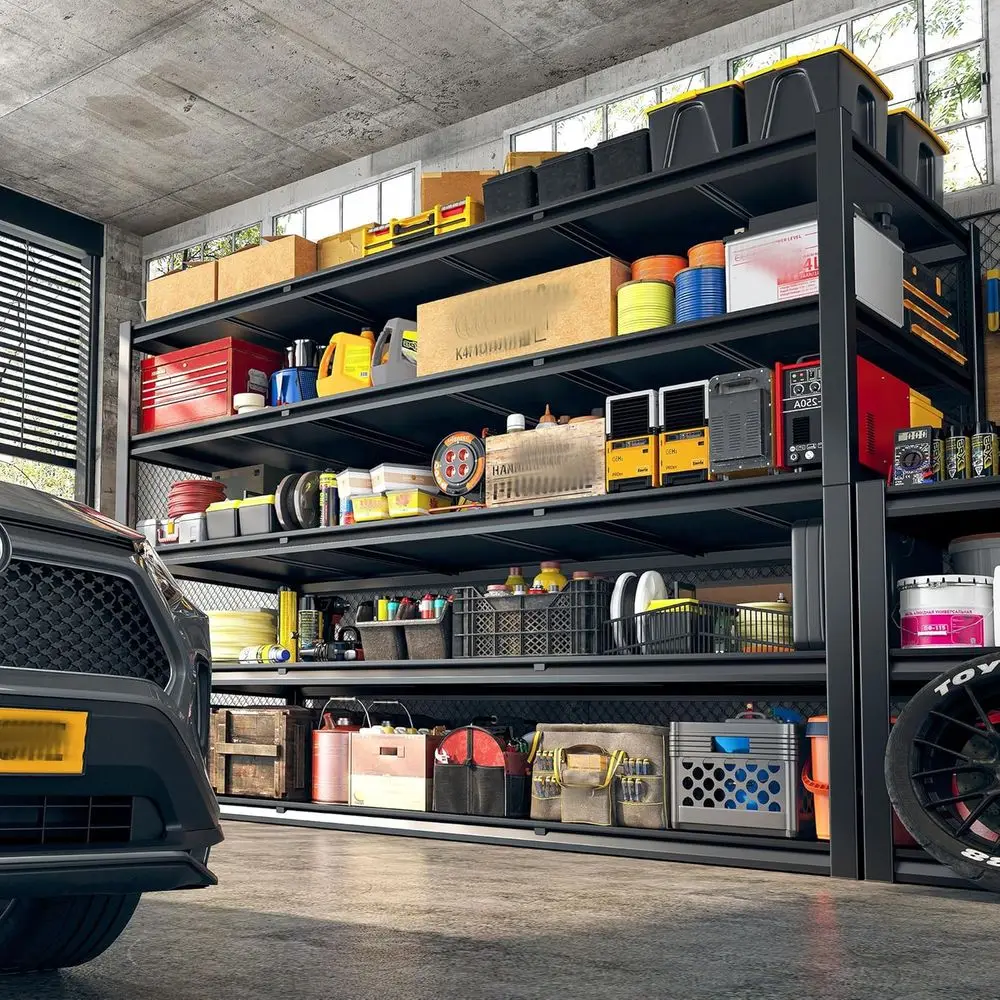 60W x 24D x 72H Heavy-Duty 5-Tier Garage Shelving - 3000 lbs Capacity Metal Storage Rack with Reinforced Stability for Garage, B
60W x 24D x 72H Heavy-Duty 5-Tier Garage Shelving - 3000 lbs Capacity Metal Storage Rack with Reinforced Stability for Garage, B