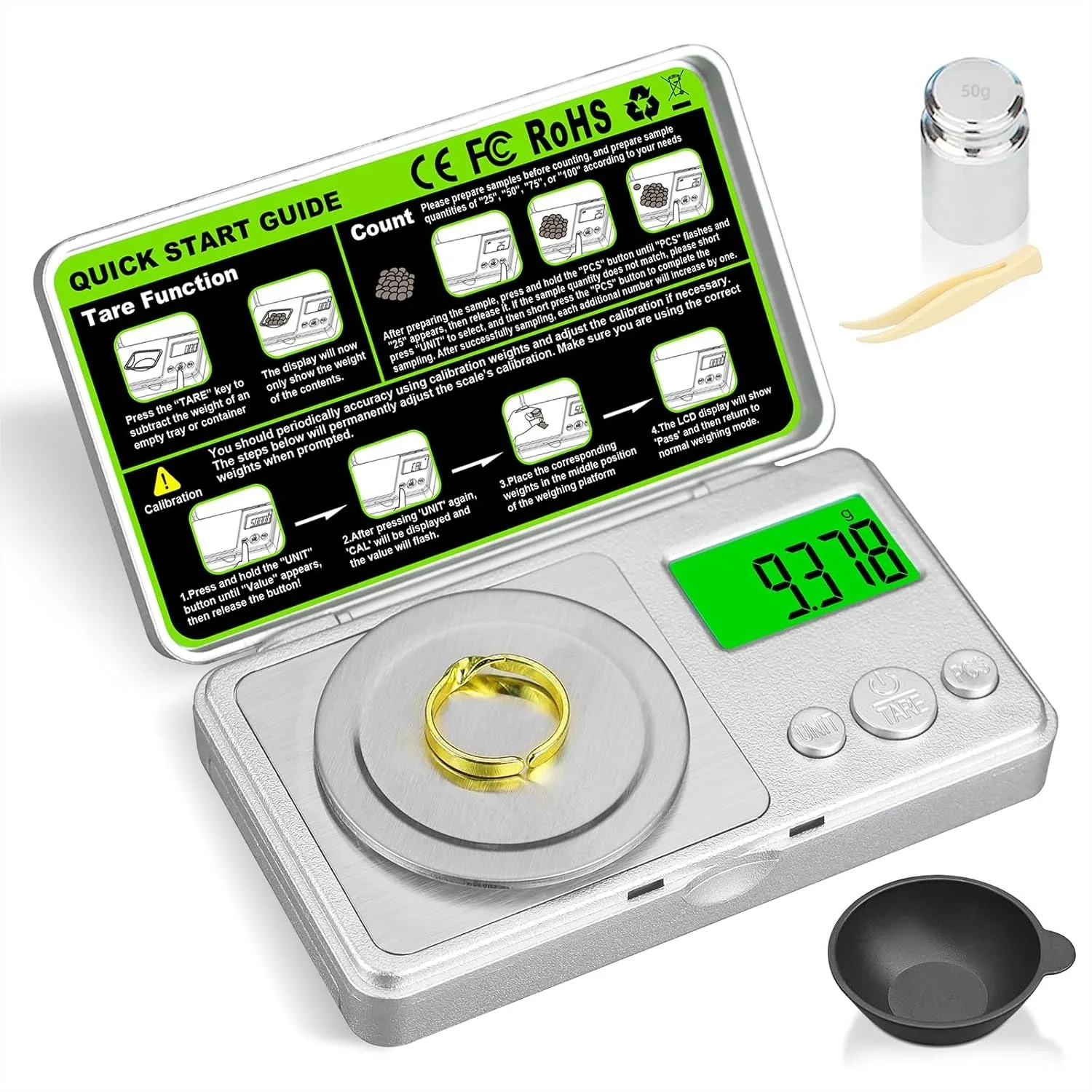 High Precision Digital Milligram Scale 100g/0.001g Pocket Jewelry Scale With Calibration Weight For Gold Silver Gems Powder
High Precision Digital Milligram Scale 100g/0.001g Pocket Jewelry Scale With Calibration Weight For Gold Silver Gems Powder