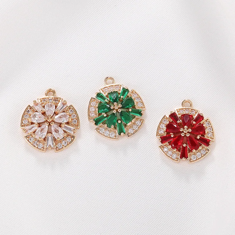 30pcs/ Bag Exquisite copper gold-plated micro inlaid zircon glass circular flower pendant DIY jewelry making material
30pcs/ Bag Exquisite copper gold-plated micro inlaid zircon glass circular flower pendant DIY jewelry making material