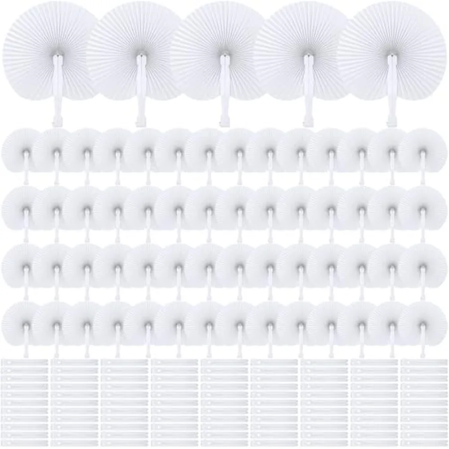 160 Pack Folding Wedding Paper Fans White Handheld Folding Fan Round Shaped Wedding Fans with Plastic Handle for Wedding Birthd
160 Pack Folding Wedding Paper Fans White Handheld Folding Fan Round Shaped Wedding Fans with Plastic Handle for Wedding Birthd