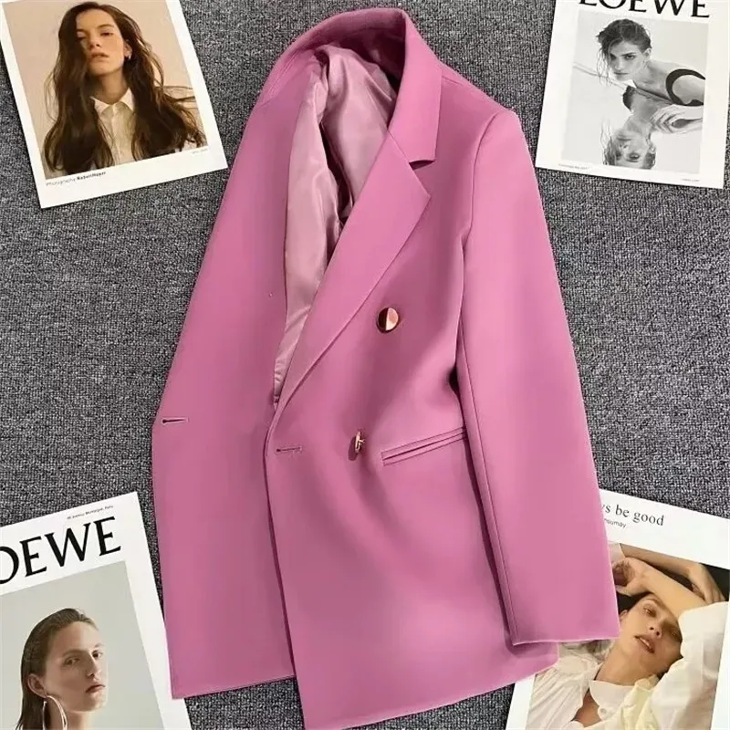 Green Double breasted Blazer Jacket Women's 2023 Spring Autumn New Korean Loose Ladies Coat Solid Casual Female Blazer Outwear
Green Double breasted Blazer Jacket Women's 2023 Spring Autumn New Korean Loose Ladies Coat Solid Casual Female Blazer Outwear