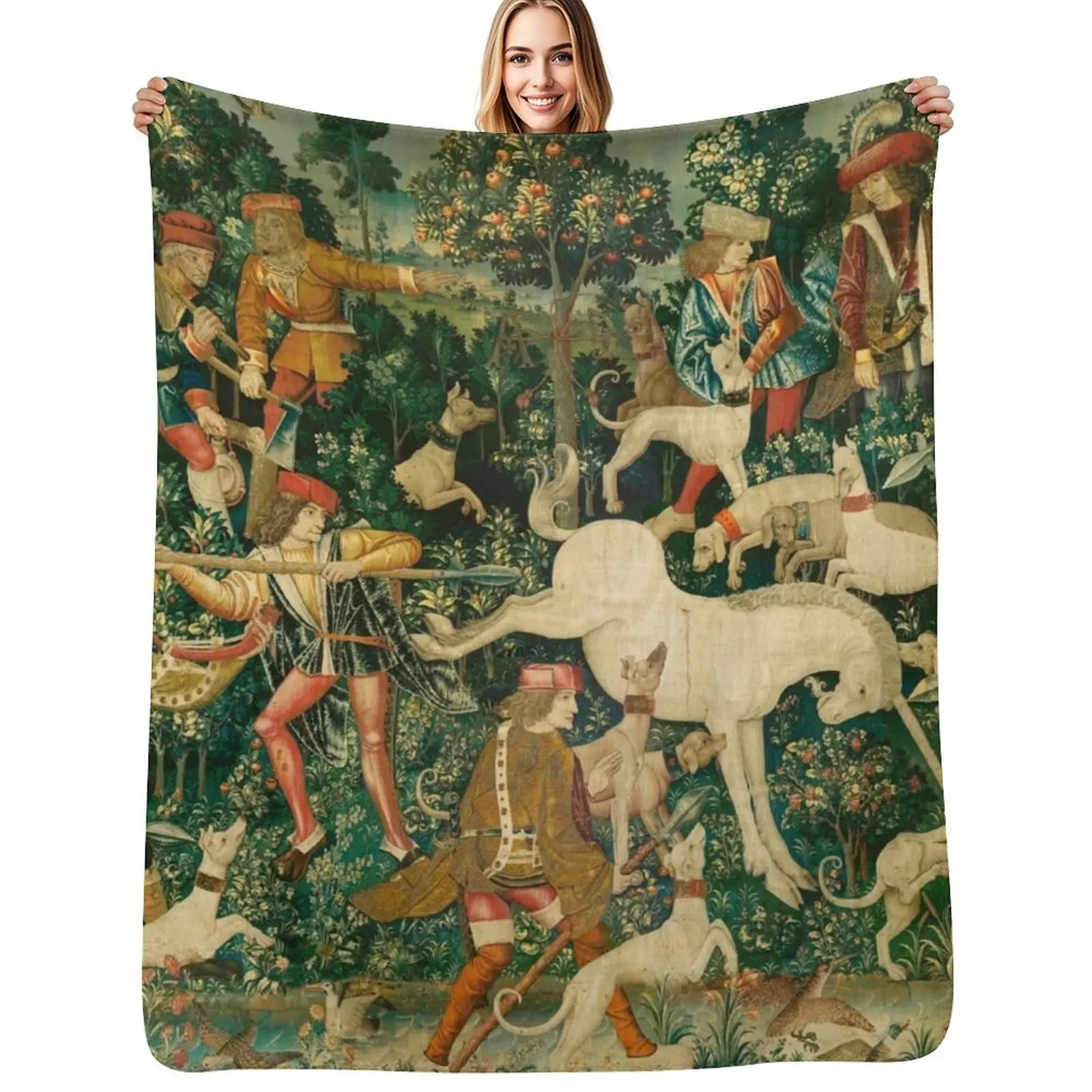 The Hunt of the Unicorn Tapestry. The unicorn defends himself (From Unicorn tapestries) Throw Blanket Weighted Blankets
The Hunt of the Unicorn Tapestry. The unicorn defends himself (From Unicorn tapestries) Throw Blanket Weighted Blankets