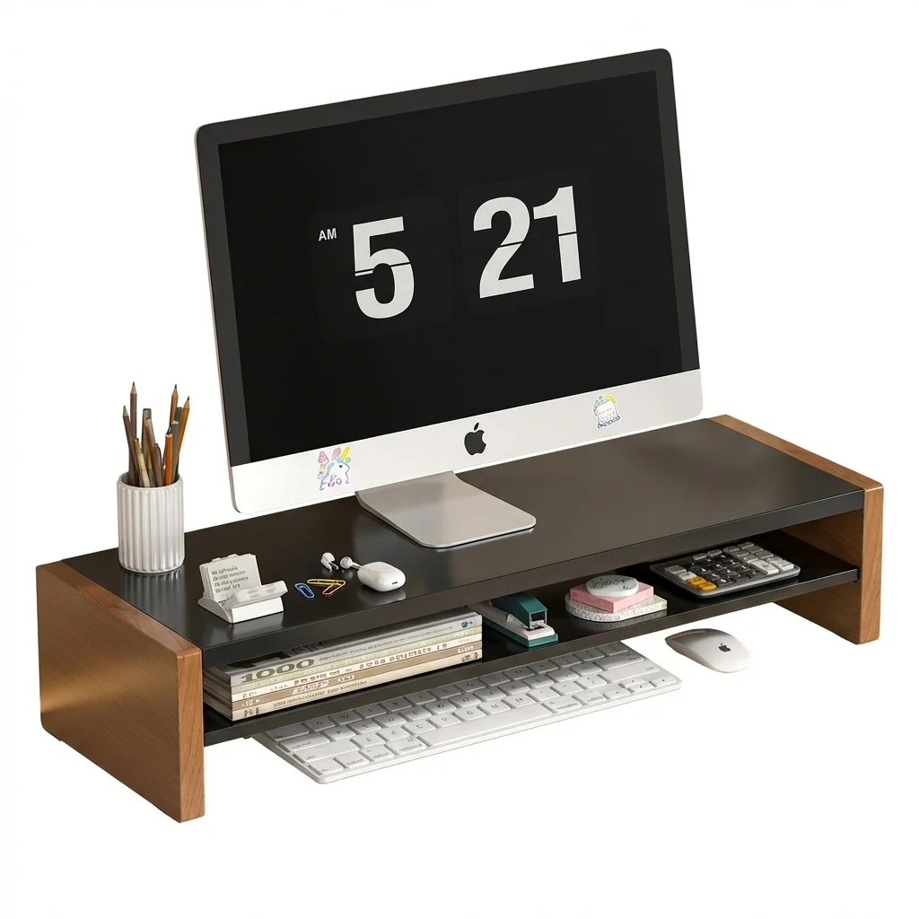 Подставка для монитора с двумя ярусами для хранения, эргономичная настольная подставка для ноутбука, из массива дерева и углеродистой стали, устойчивая, не трястется.
Подставка для монитора с двумя ярусами для хранения, эргономичная настольная подставка для ноутбука, из массива дерева и углеродистой стали, устойчивая, не трястется.