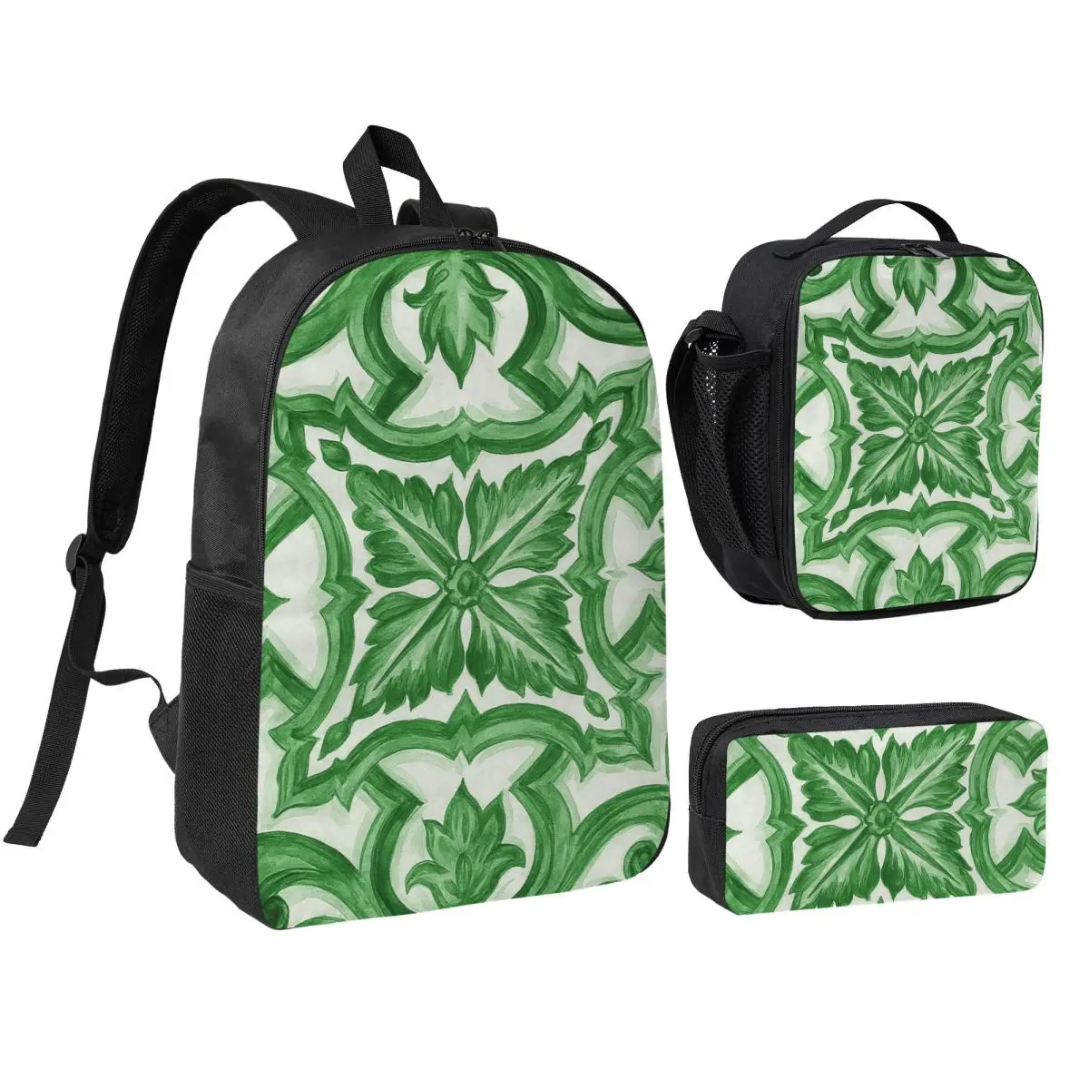 Green Ornate Floral Mediterranean Sicilian Tile Backpack BookBag School Bag Shoulder Bags 3ps Insulated Lunch Bag Pencil Case
Green Ornate Floral Mediterranean Sicilian Tile Backpack BookBag School Bag Shoulder Bags 3ps Insulated Lunch Bag Pencil Case