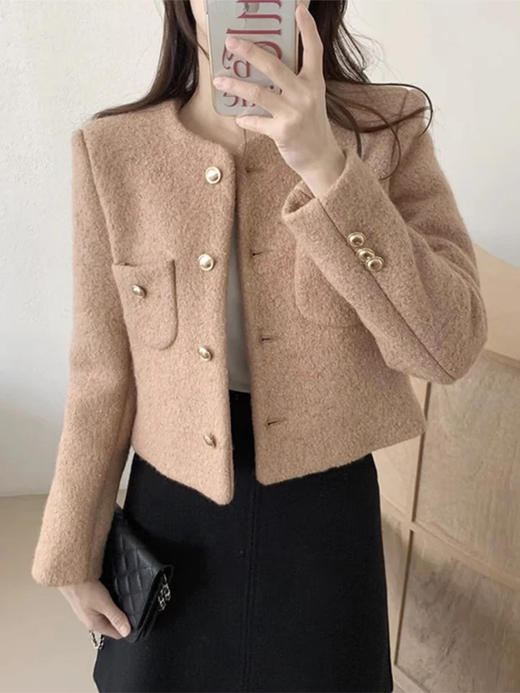 Chic Autumn Winter ort Loose Casual Long Sve round Ne Button up Outerwear Ele Single Button Versatile Autumn Jaet
Chic Autumn Winter ort Loose Casual Long Sve round Ne Button up Outerwear Ele Single Button Versatile Autumn Jaet